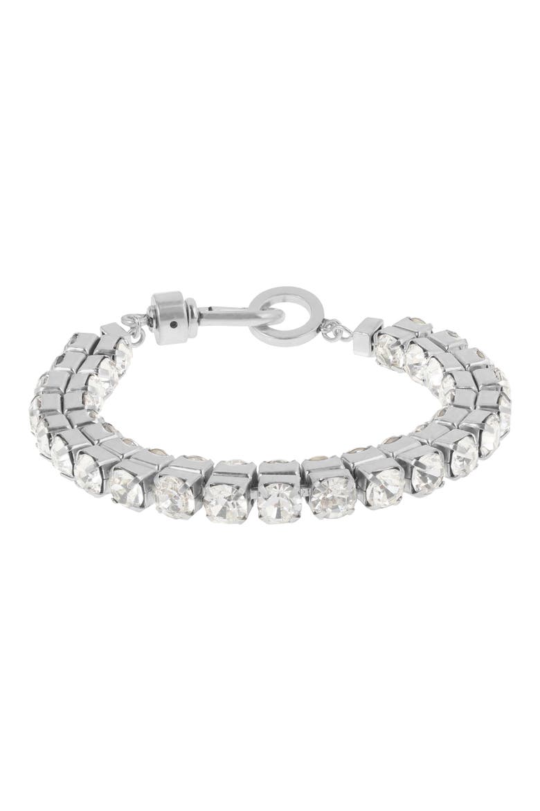 Double Crystal Flex Bracelet, Main, color, RHODIUM