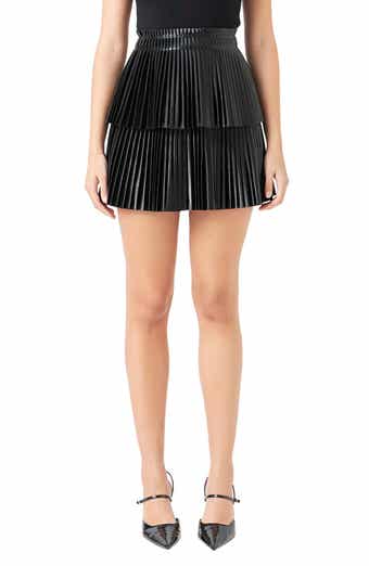 Endless Rose Shiny Pleated Faux Leather Miniskirt