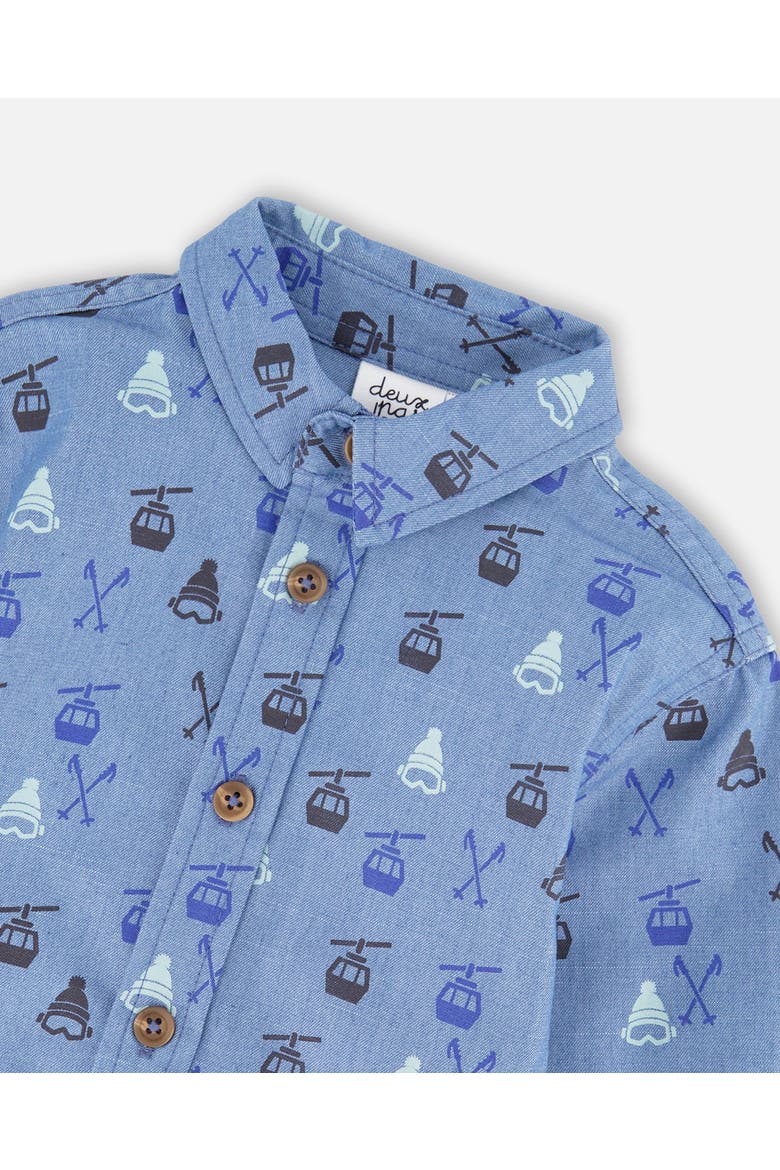 Long Sleeve Button Front Chambray Shirt, Alternate, color, Blue