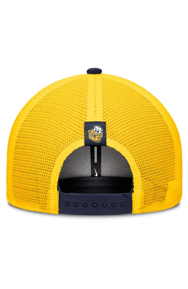 Nike Men's Nike Navy/Maize Michigan Wolverines Legacy Arch Rise Performance Trucker Adjustable Hat, Alternate, color,