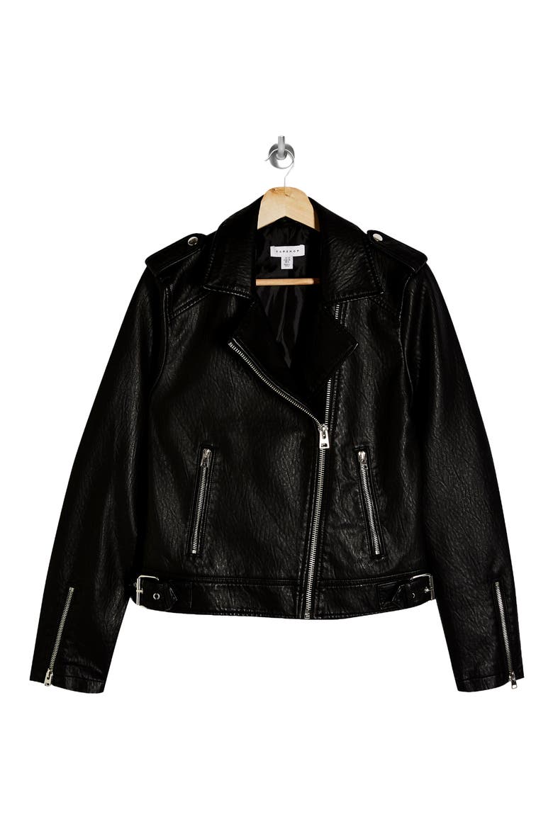 Brandy Faux Leather Moto Jacket, Main, color, BLACK