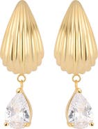 ATHRA LUXE Cubic Zirconia Drop Fluted J-Hoop Earrings