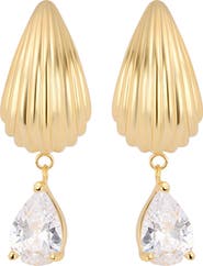 ATHRA LUXE Cubic Zirconia Drop Fluted J-Hoop Earrings