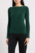 AK ANNE KLEIN Chenille Rib Bateau Neck Sweater