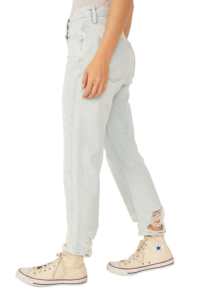 We the Free Bonita High Waist Distressed Jeans, Alternate, color, DREAM BLUE