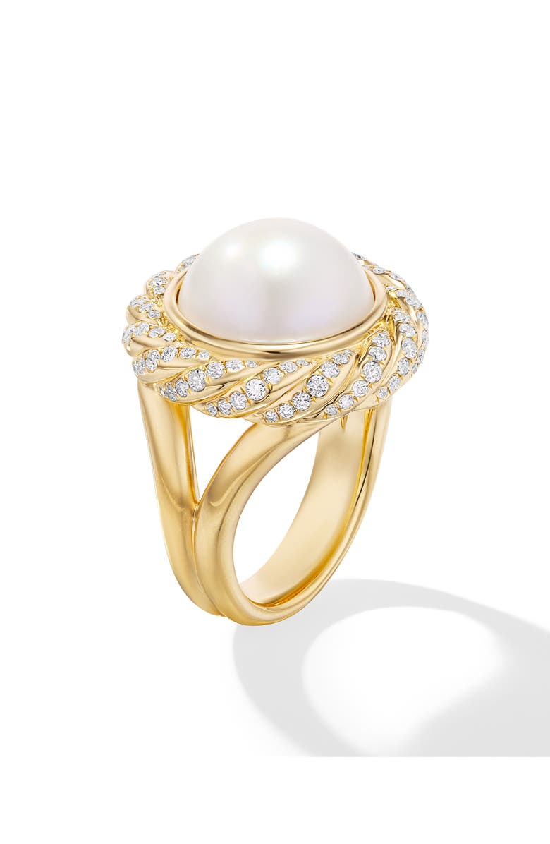 David Yurman Pearl Classics Cable Halo Ring with Diamonds, Alternate, color, 18K Yellow Gold