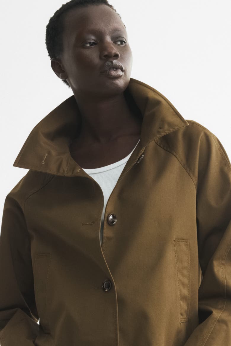 Funnel-collar Twill Jacket, Alternate, color, Khaki green