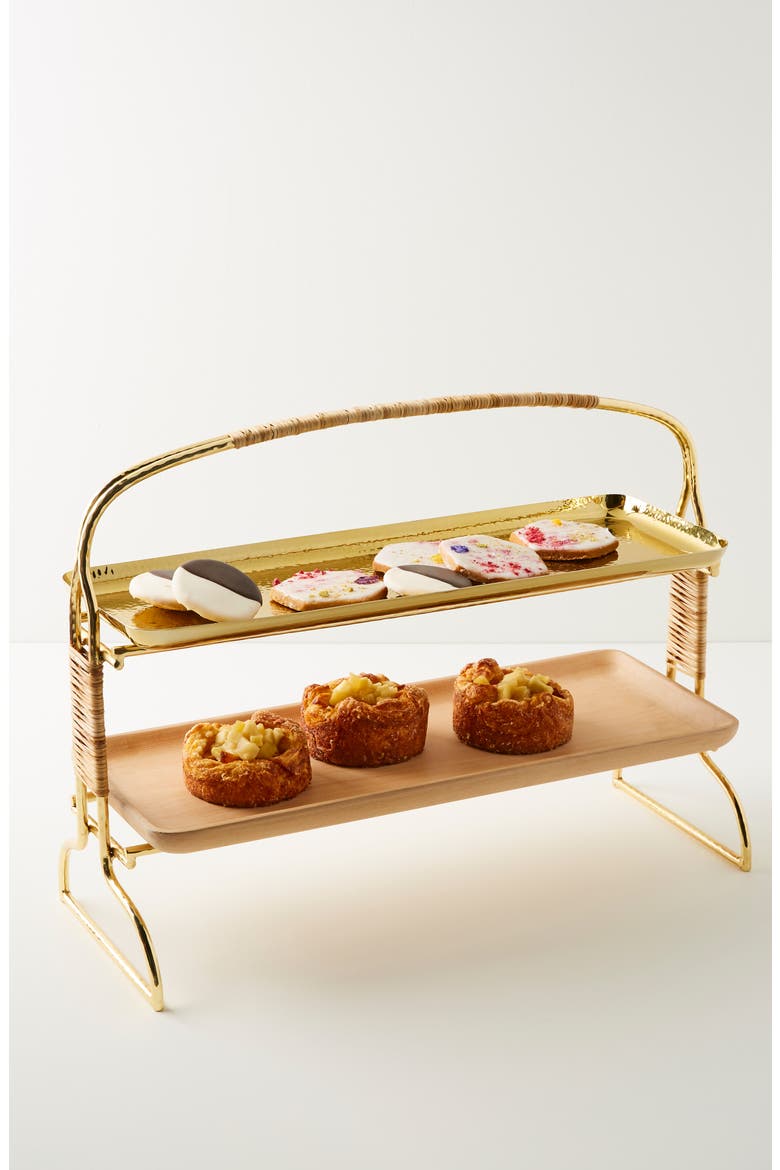 Anthropologie Affara Tiered Serving Stand, Main, color, GOLD