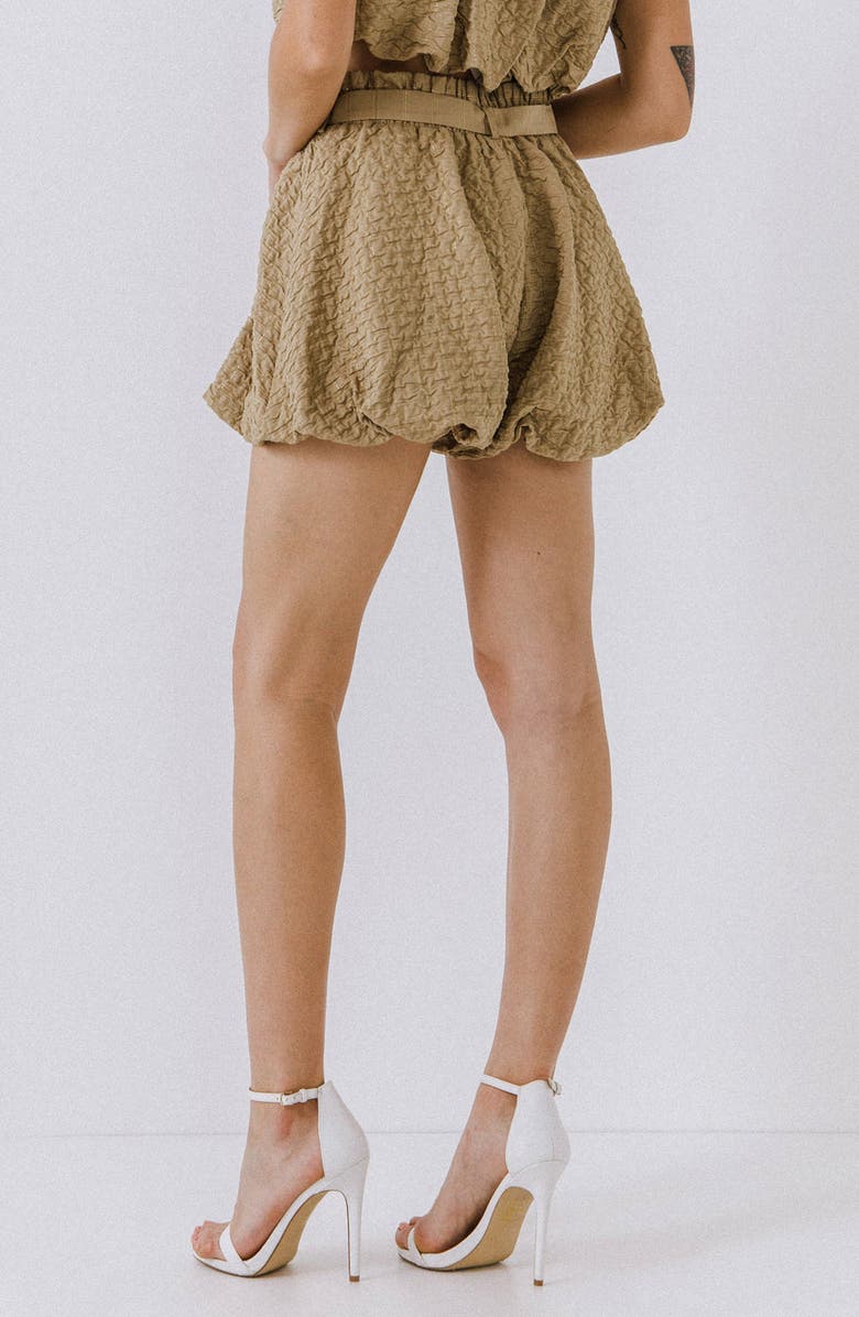 Endless Rose Metallic Thread Textured Tie Waist Bubble Shorts, Alternate, color, 