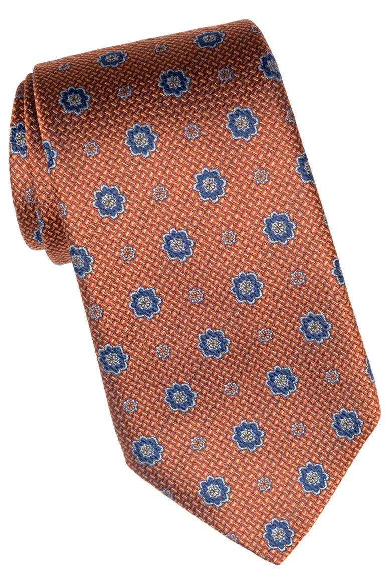 Deruta - Silk Jacquard Tie for Men, Alternate, color, Burnt Orange