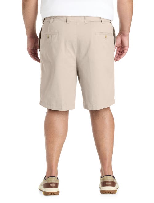 Harbor Bay By Dxl Big & Tall Waist-relaxer Pleated Shorts In Stone