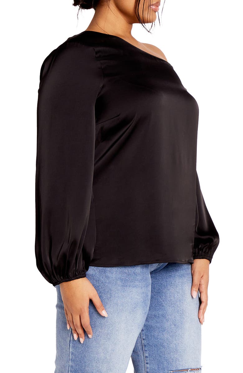 City Chic Kiana One-Shoulder Long Sleeve Top, Alternate, color,
