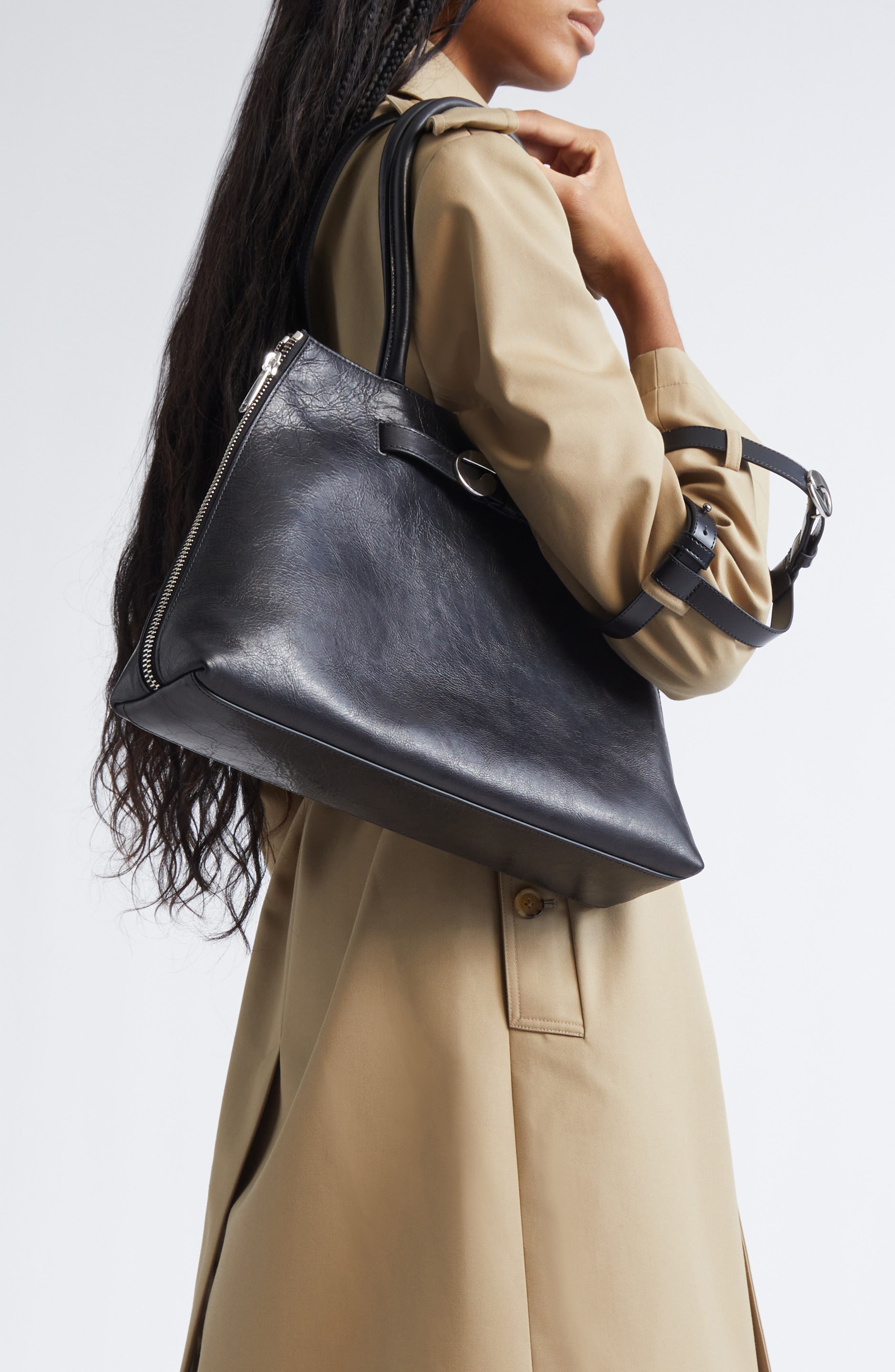 Coperni Data Leather Tote, Alternate, color, Blk Black