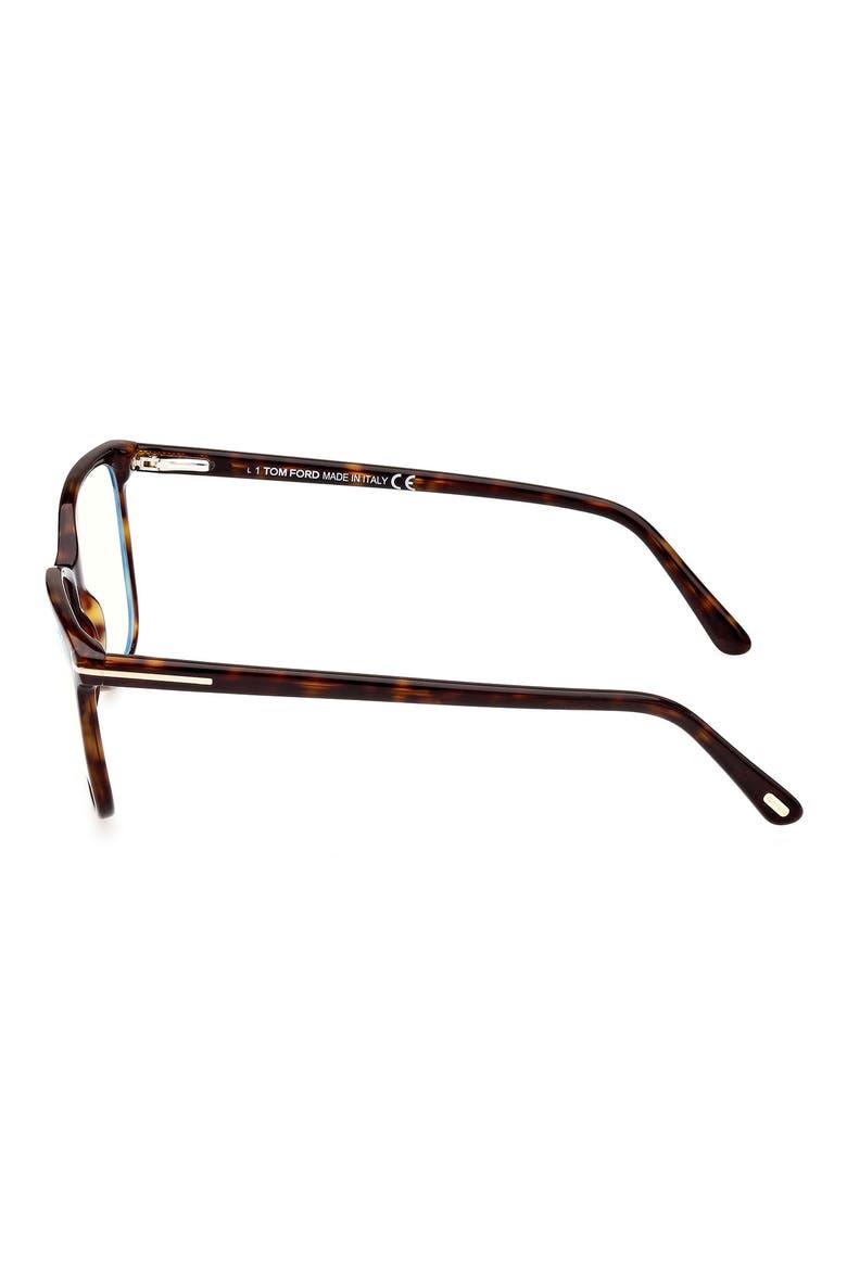 56mm Rectangular Blue Light Blocking Glasses, Alternate, color, DARK HAVANA