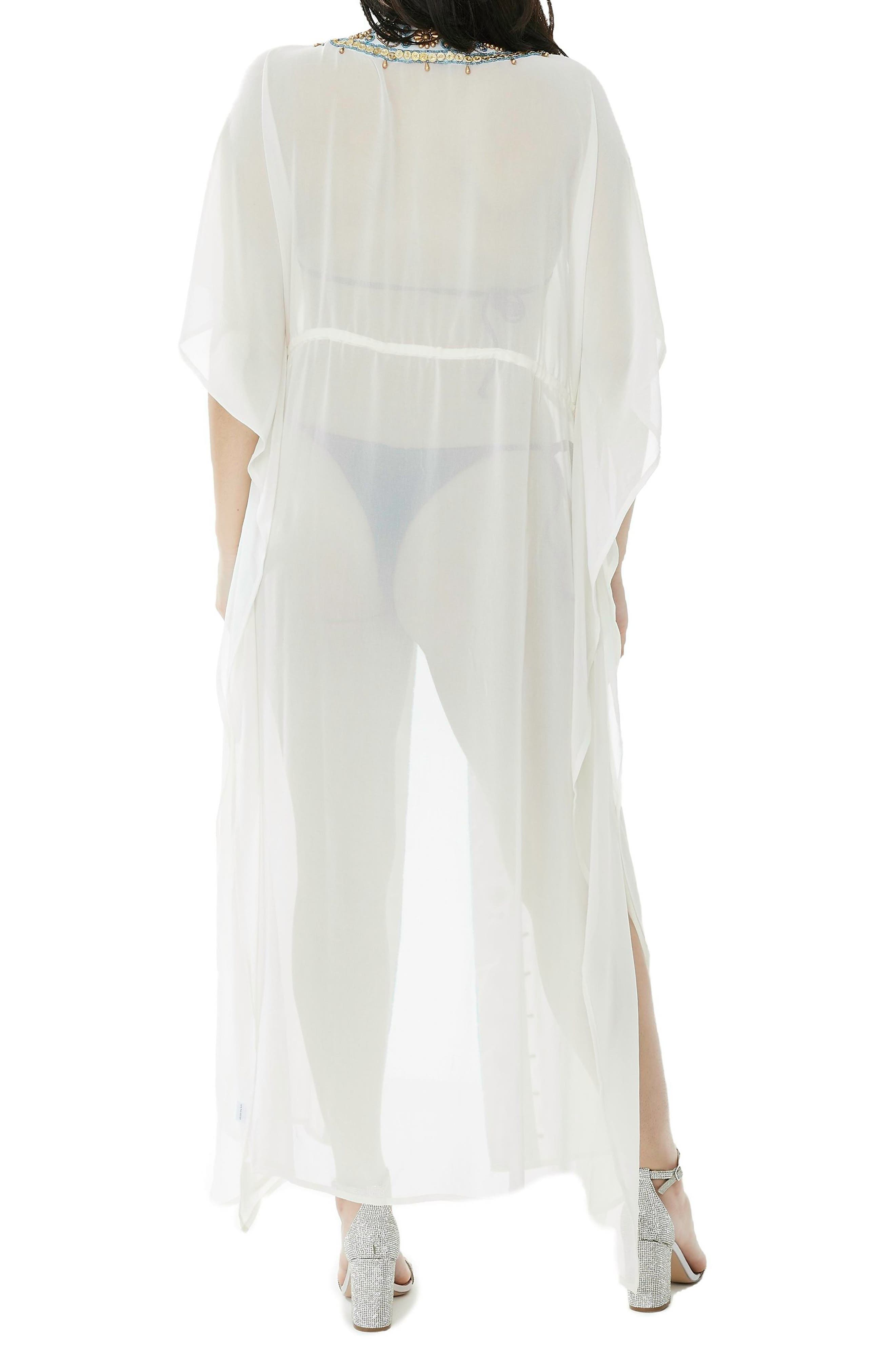 Embellished Mesh Woven Kaftan Coverup - image 2