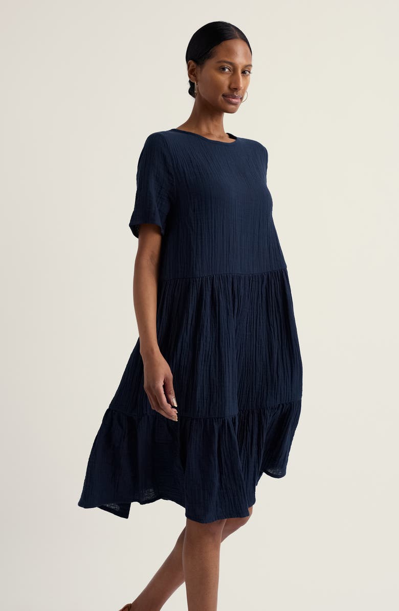 Seasalt Cornwall Pebble Comb Organic Cotton Double Gauze Dress, Alternate, color, Maritime