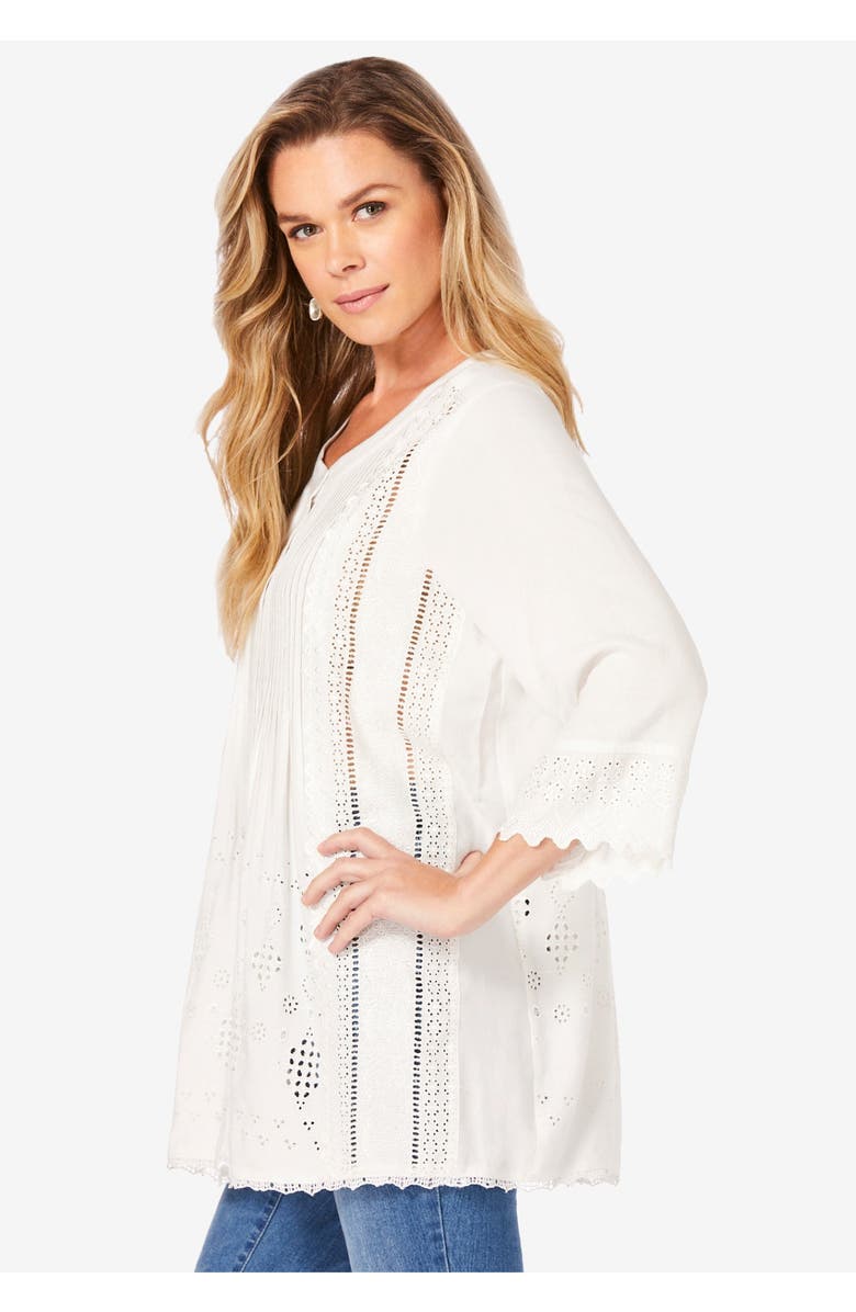 Roaman's Eyelet Big Shirt, Alternate, color, White