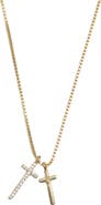 Argento Vivo Sterling Silver Double Pendant 18K Gold Plate Sterling Silver Necklace