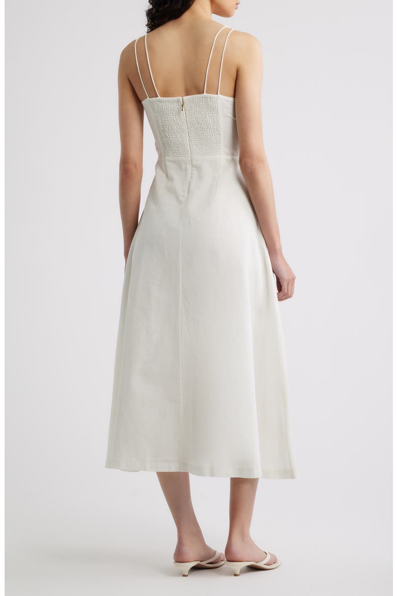 Monique Sleeveless Cotton & Linen Midi Dress, Alternate, color, IVORY