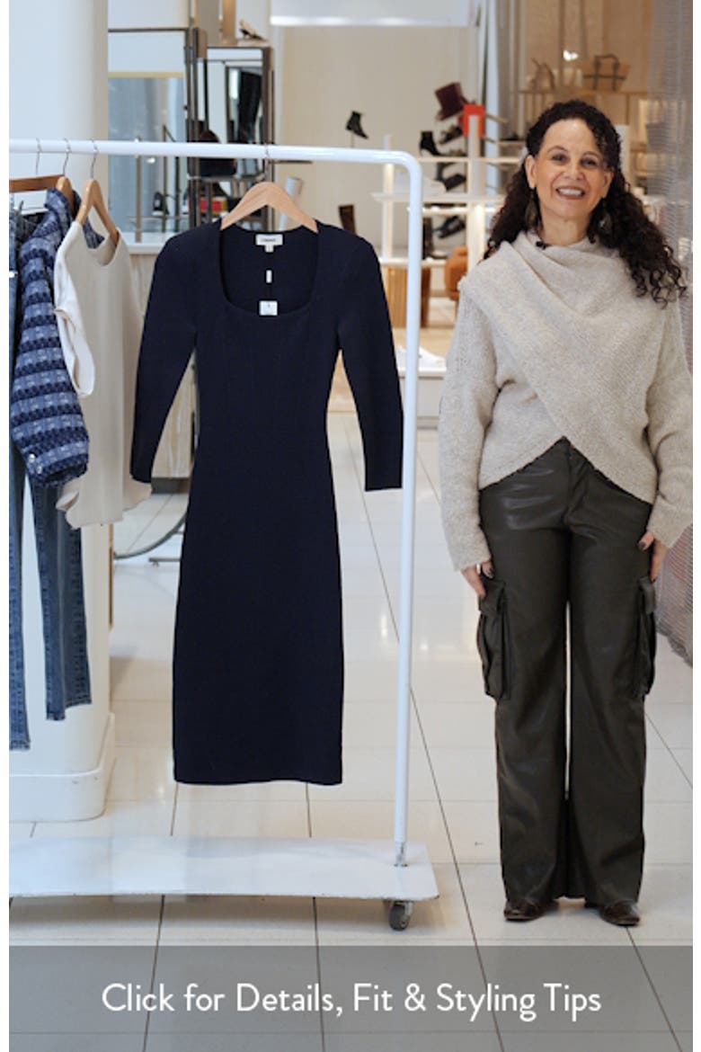 Mary Padded Shoulder Corset Knit Midi Dress video