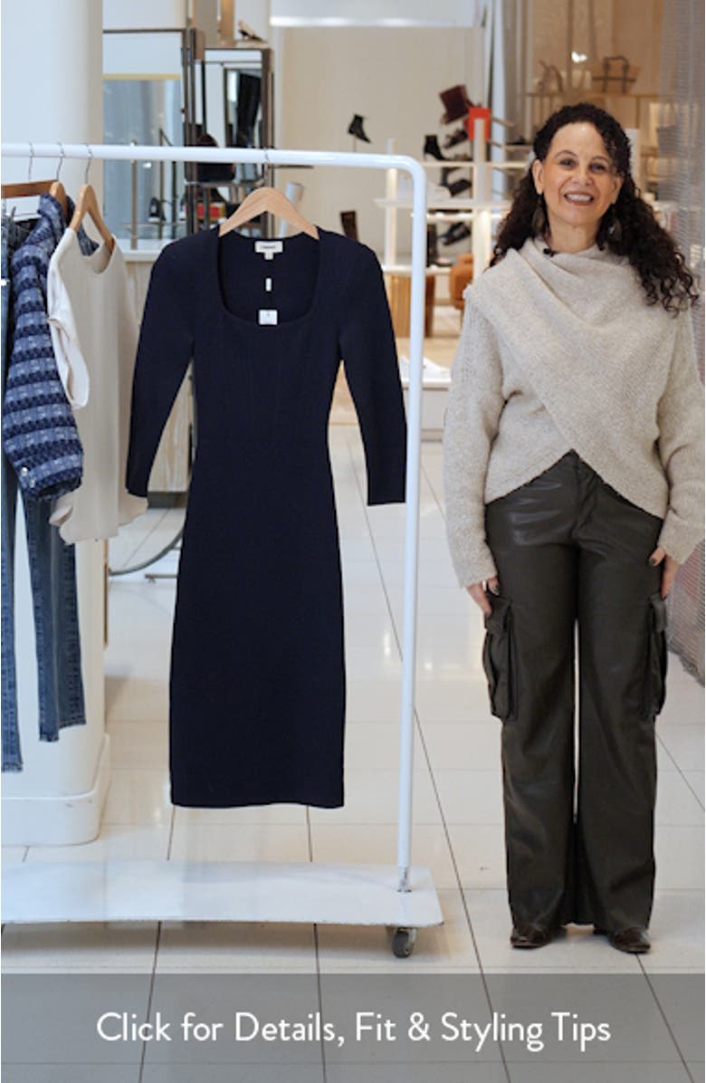 Mary Padded Shoulder Corset Knit Midi Dress, sales video thumbnail