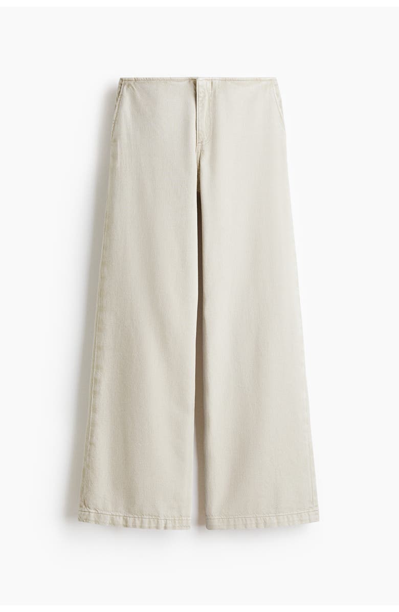 H&M Wide Twill Trousers, Main, color, Light Beige