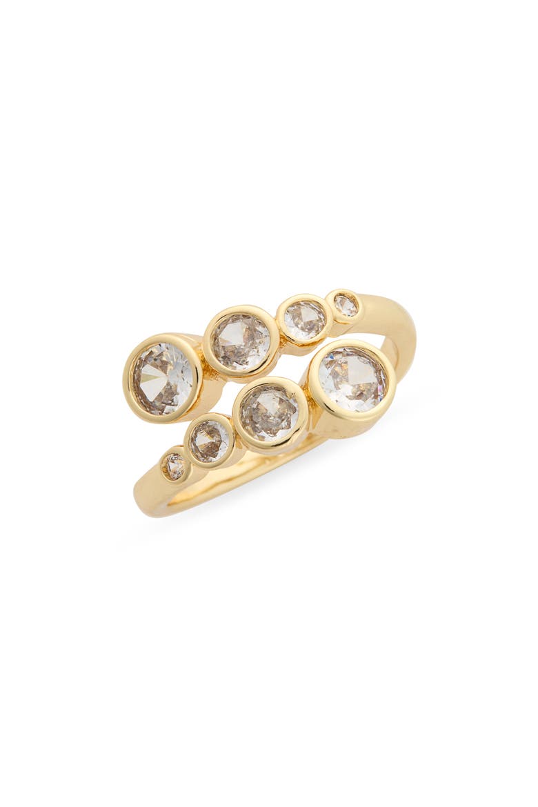 Bezel Round Cubic Zirconia Bypass Ring, Main, color, CLEAR- GOLD
