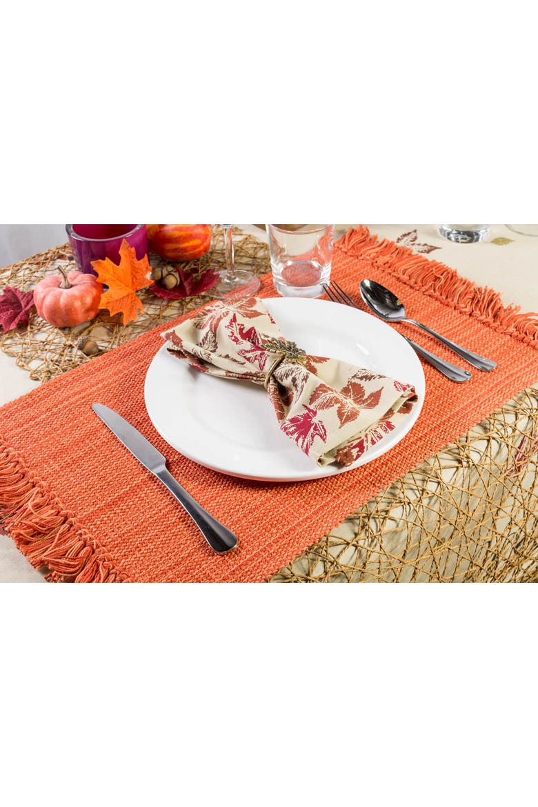 Variegated Fringe Placemat Set/6, 13x19", Alternate, color, Spice