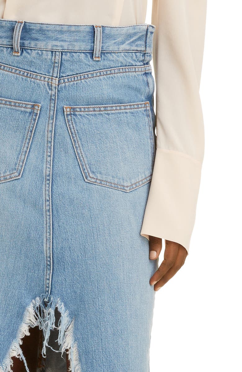 Givenchy Raw Hem Denim Midi Skirt, Alternate, color,