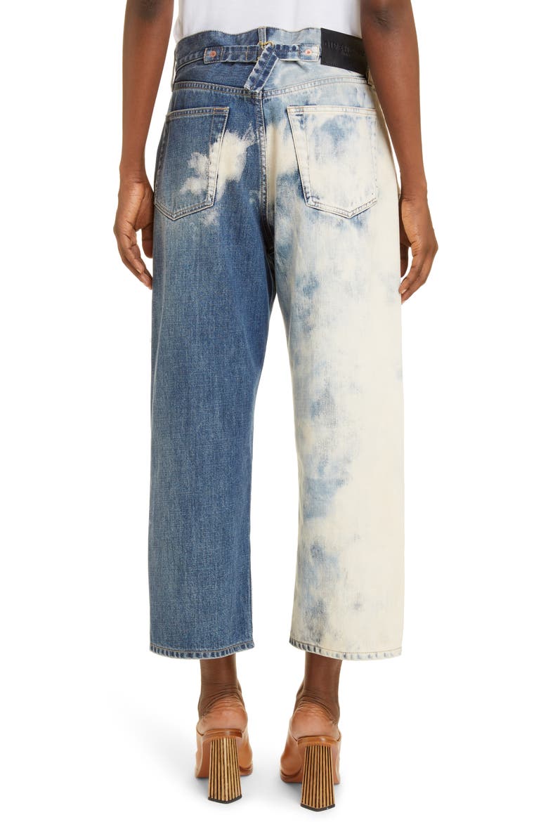 Ripped Acid Dipped Wide Leg Crop Jeans, Alternate, color, MEDIUM BLUE