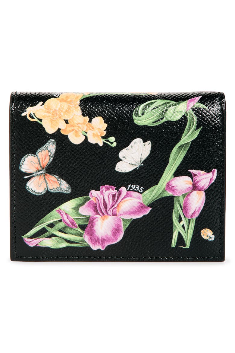 Gancini Leather Compact Wallet, Alternate, color, EDENSHOES PRINT NERO