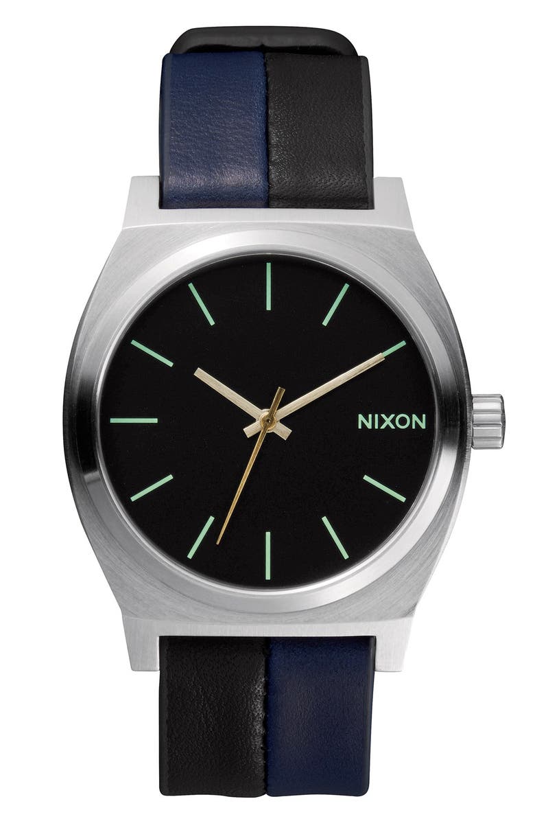 Nixon 'The Time Teller' Leather Strap Watch, 37mm, Main, color, 
