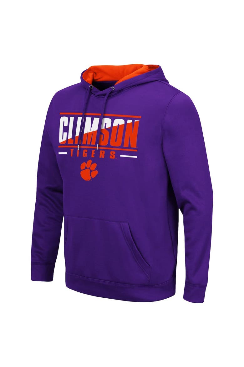 Men's Colosseum Purple Clemson Tigers Slash Stack 2.0 Pullover Hoodie, Alternate, color, Purple