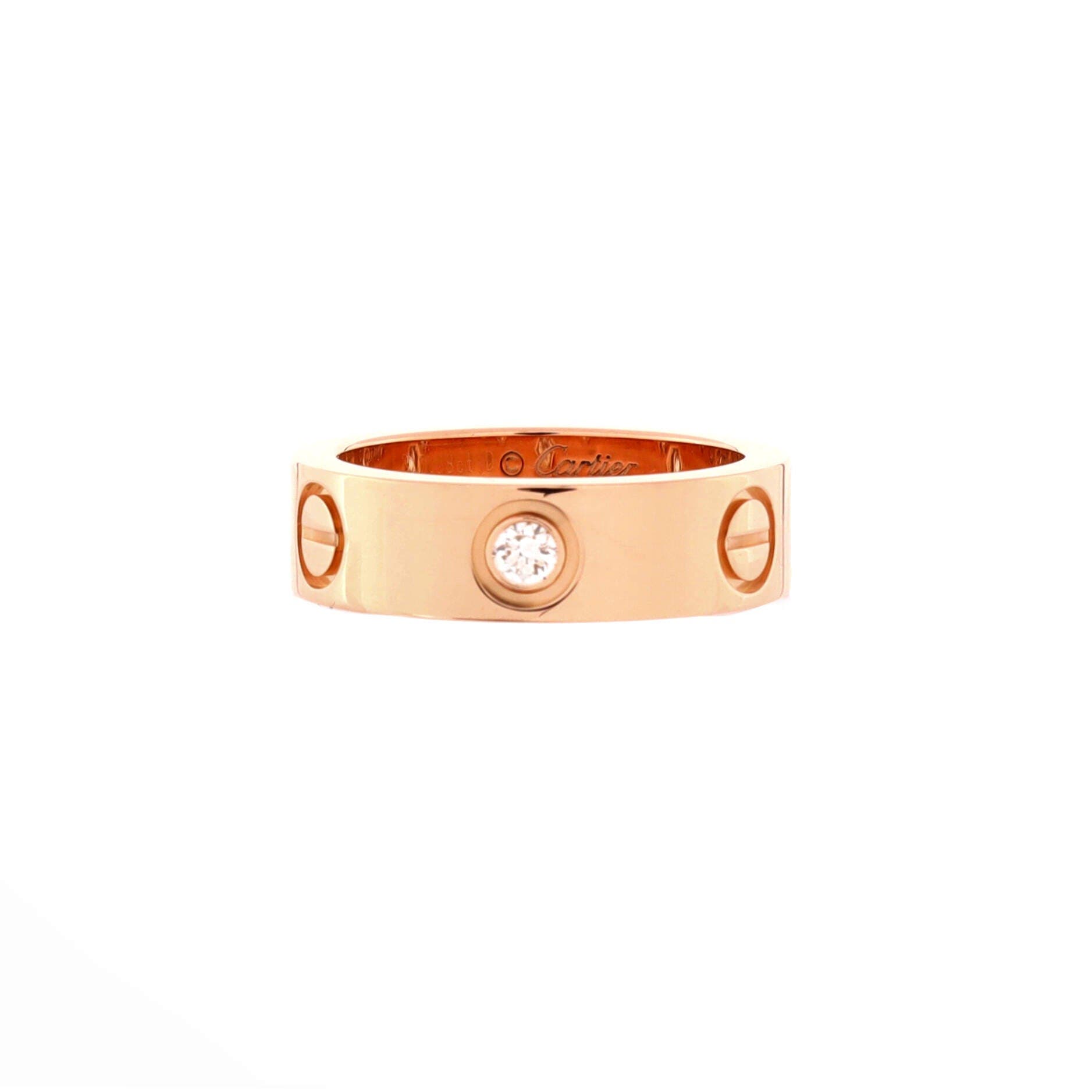 Love 3 Diamonds Band Ring 18K Rose Gold with Diamonds, Main, color, Metallic Gold