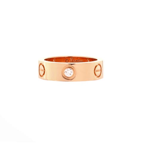 Love 3 Diamonds Band Ring 18K Rose Gold with Diamonds