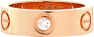 Pre-Owned Cartier Love 3 Diamonds Band Ring 18K Rose Gold with Diamonds