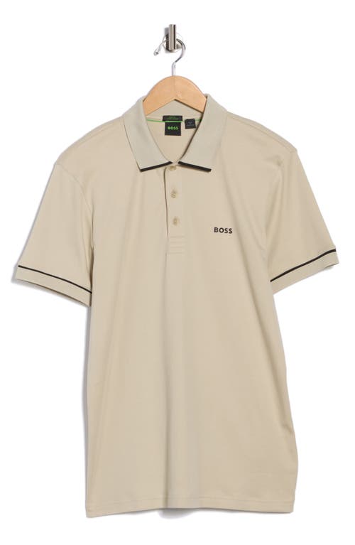 Hugo Boss Boss Paule Tipped Knit Polo In Neutral