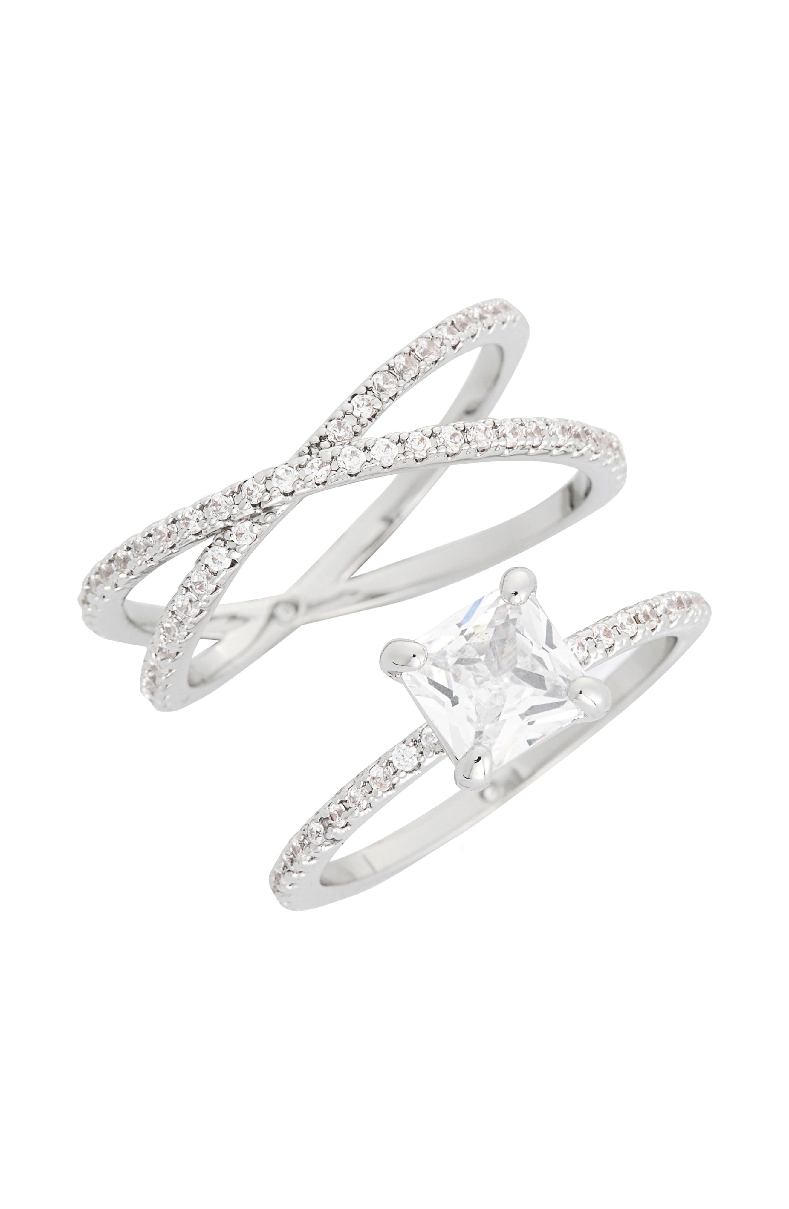 Covet Cubic Zirconia Crossover Engagement Ring Set