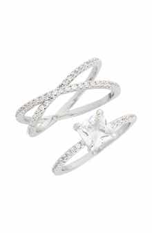 Covet Cubic Zirconia Crossover Engagement Ring Set