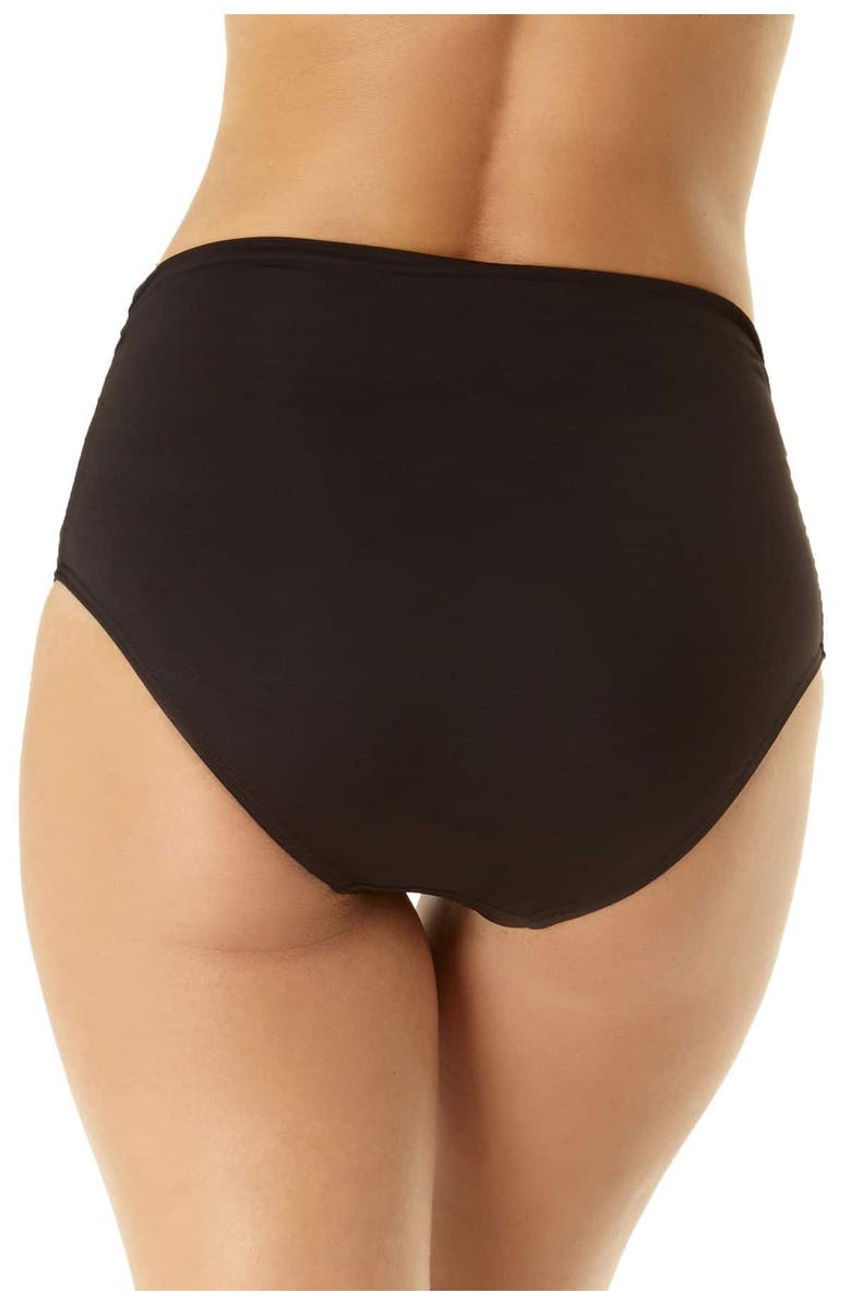 Anne Cole Women's Live In Color Convertible High Waist Shirred Swim Bottom, Alternate, color, Black