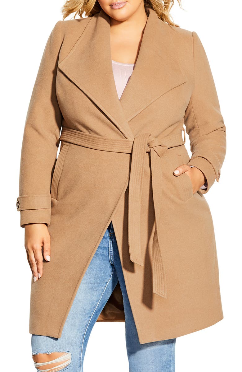 City Chic So Chic Wrap Coat, Main, color, 