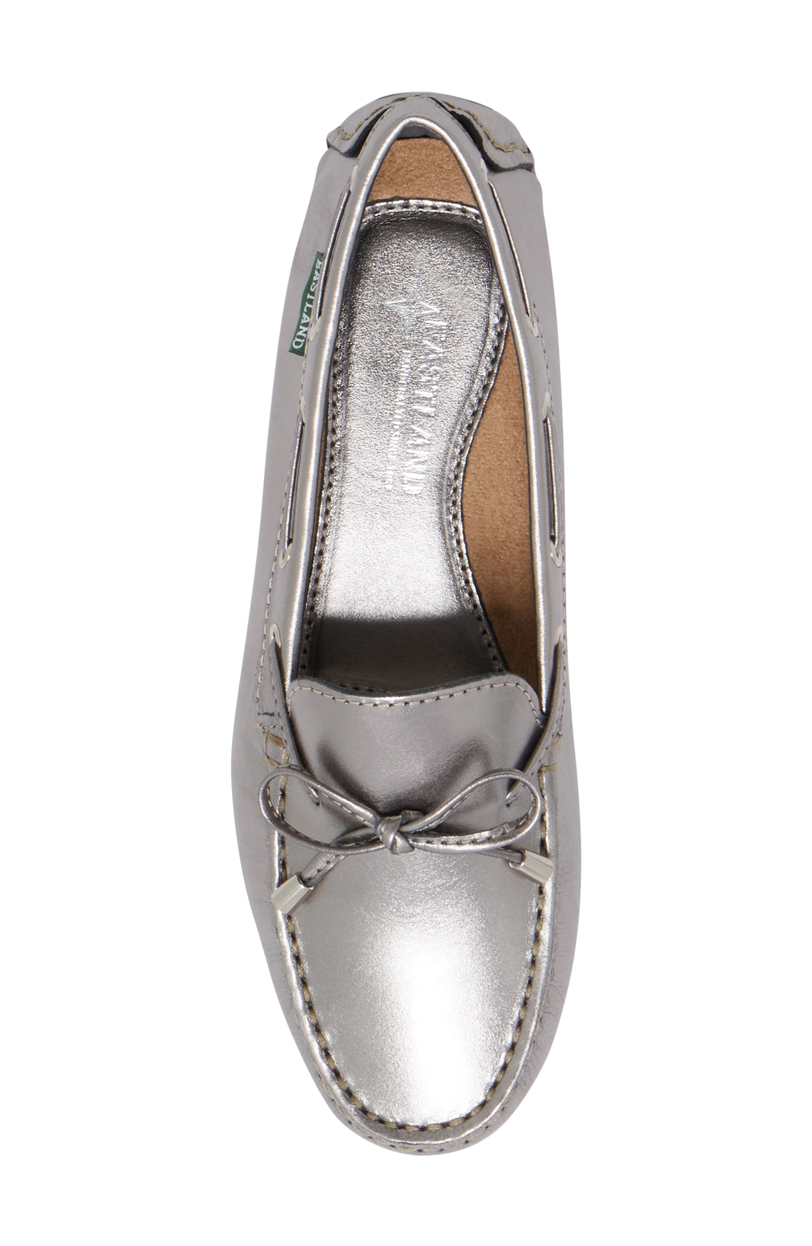 Eastland Marcella Bow Driving Loafer, Alternate, color, Silver