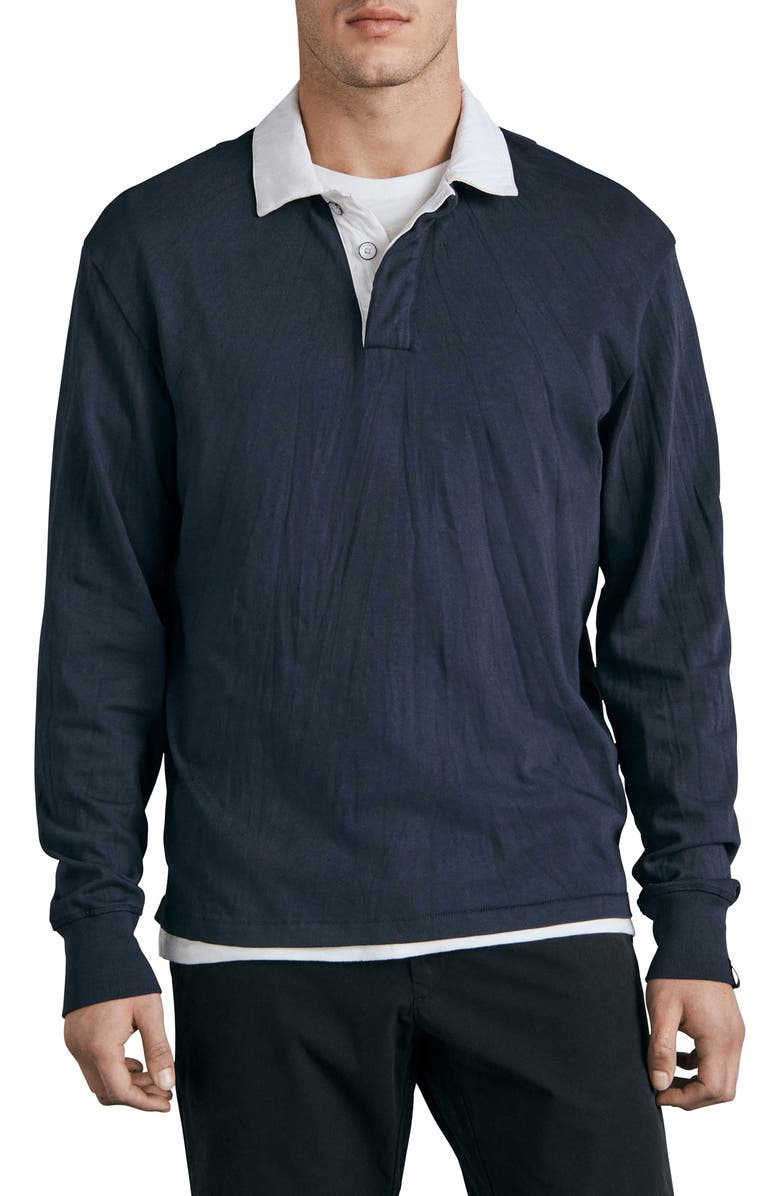 rag & bone Alton Cotton Rugby Shirt, Main, color, 