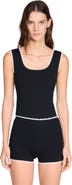 SANDRO Beaded embroidered ribbed shorts