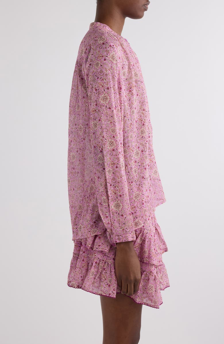 Isabel Marant Étoile Maria Floral Cotton Henley Shirt, Alternate, color, Pink