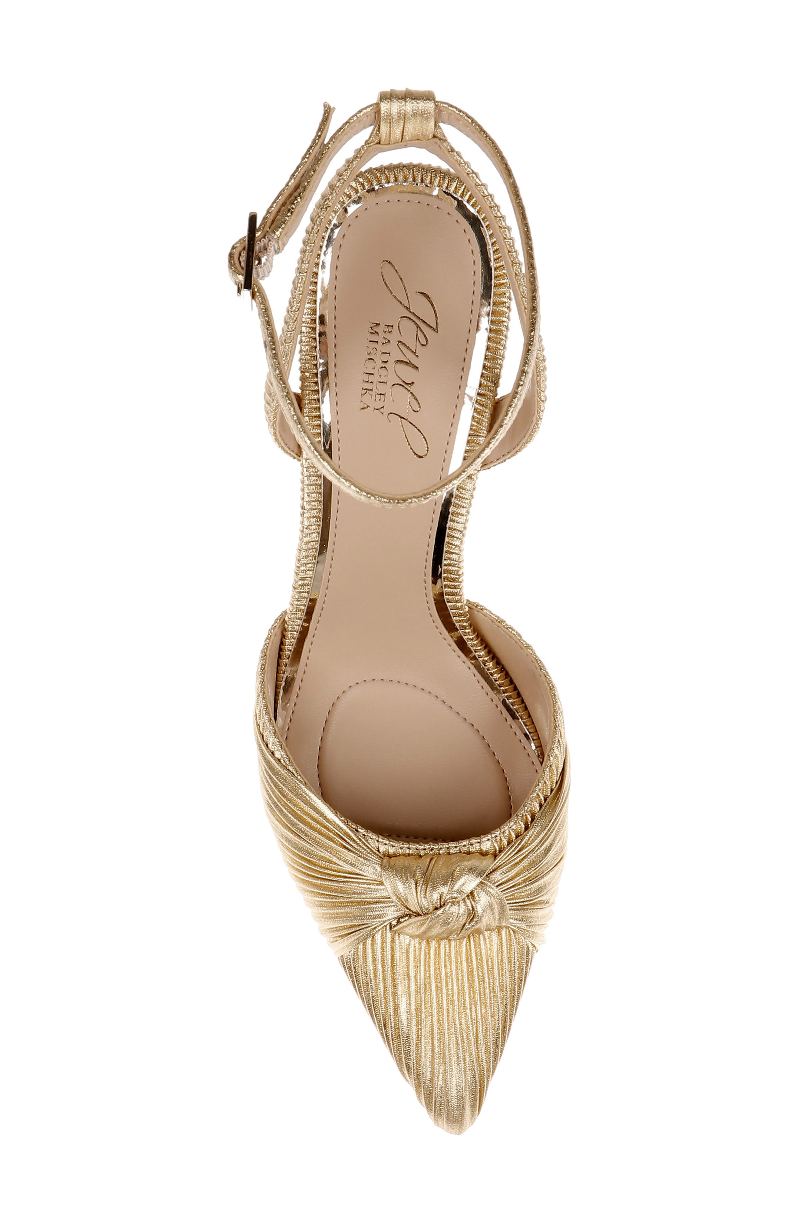 Enid Ankle Strap Pointed Toe Pump, Alternate, color, GOLD FABRIC