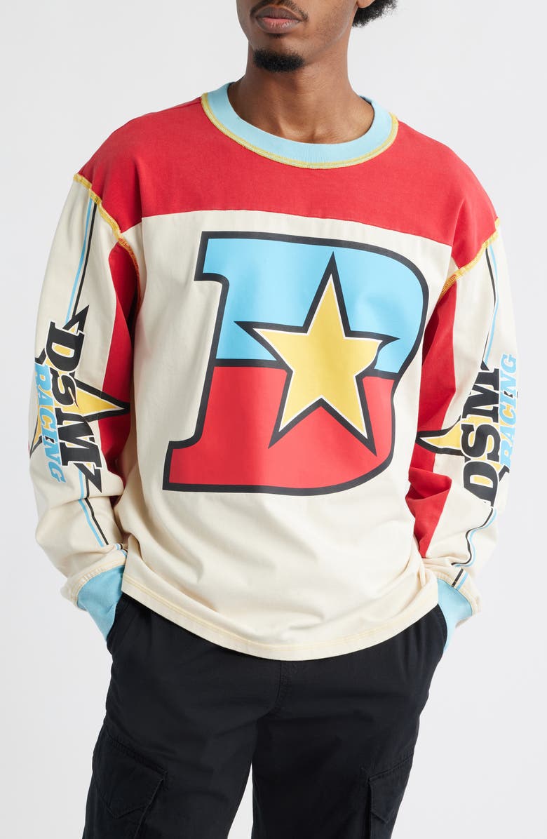 DIET STARTS MONDAY Supercross Long Sleeve Cotton Graphic T-Shirt, Main, color, Red/ White