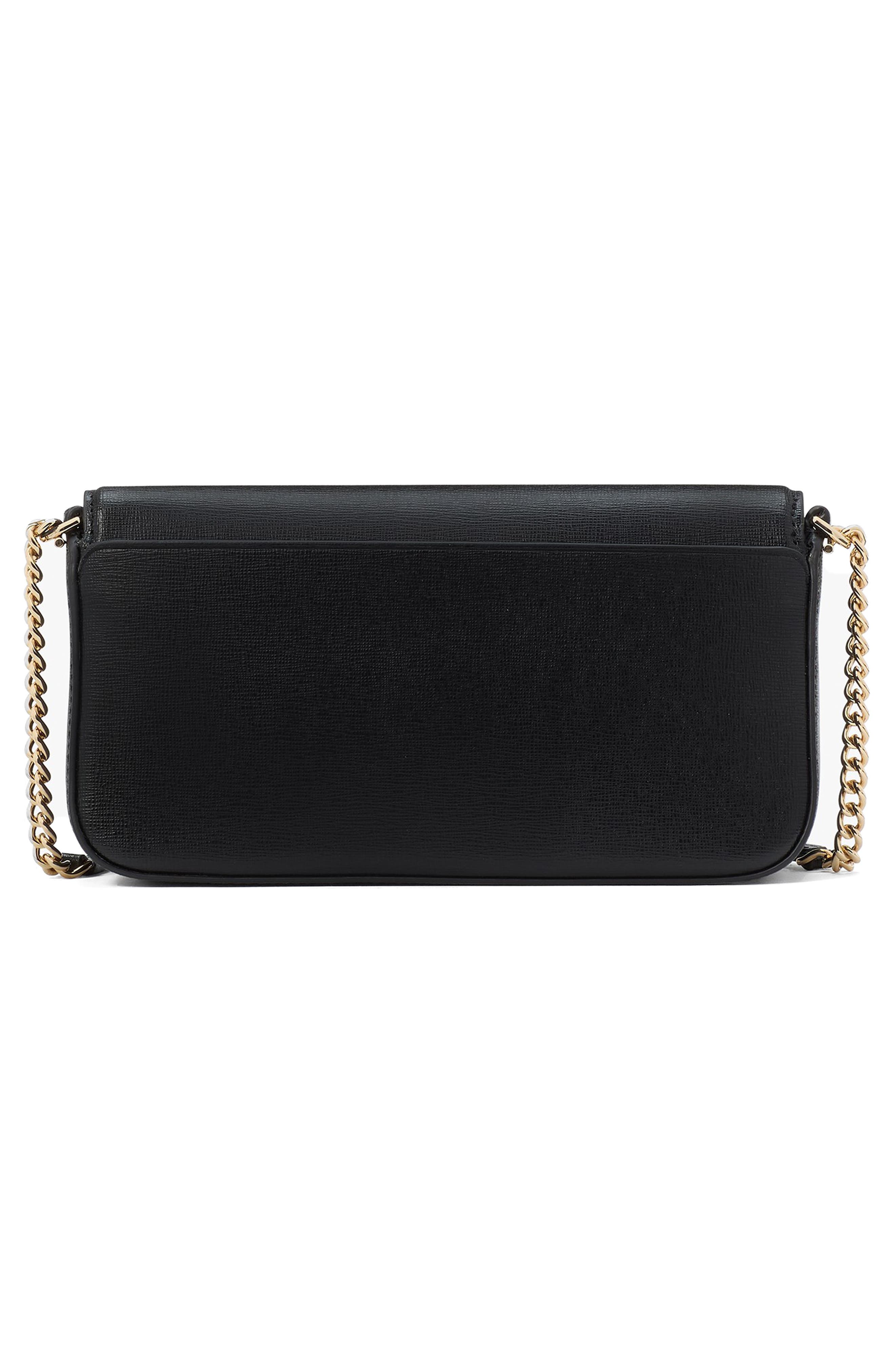 Kate Spade New York devin saffiano flap clutch, Alternate, color, Black