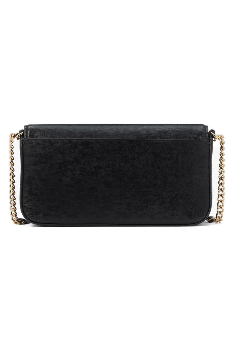 devin saffiano flap clutch, Alternate, color, BLACK