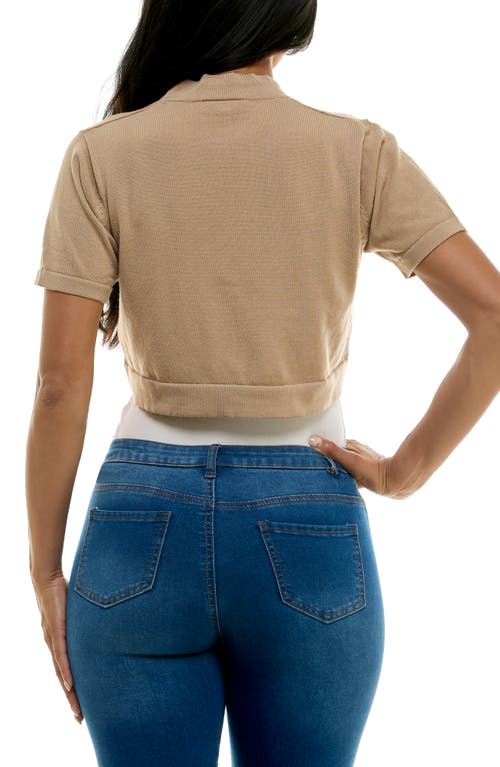 Nina Leonard Knit Bolero In Sandlewood